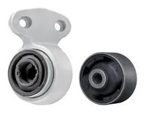 Two DYNTEK suspension bushings: one in an aluminium bracket and one plain bush