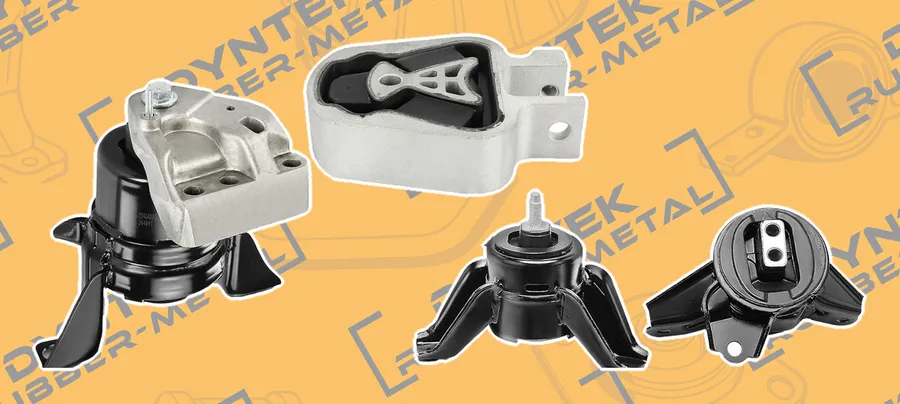 Four DYNTEK engine mountings with aluminium and steel brackets bonded to rubber